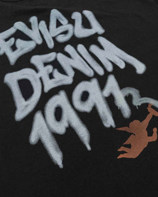 Evisu Ht Angel & Graffiti Slogan Printed Ss Tee Black