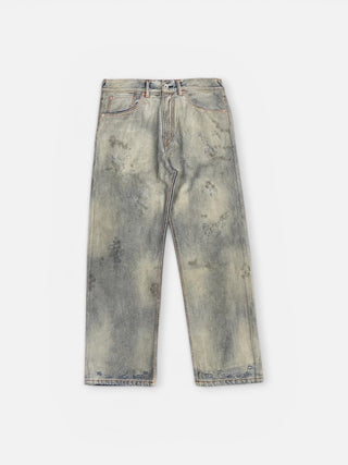 Evisu Ej Bleached Distressed 5P Jeans Light Tone Indigo