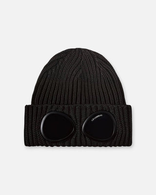 C.P. Company Extrafine Merino Wool Goggle Beanie Black
