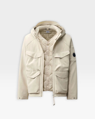 C.P. Company Shell-R Padded Hooded Lens Jacket Silver Birch