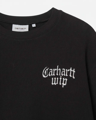 Carhartt WIP L/S Blackletter Waffle T-Shirt Cotton Waffle Black/White