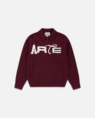Arte Antwerp Stencil Zip Cardigan Bordeaux