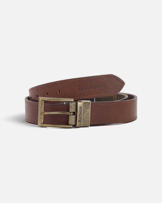 Barbour Reversible Tartan Leather Belt Brown