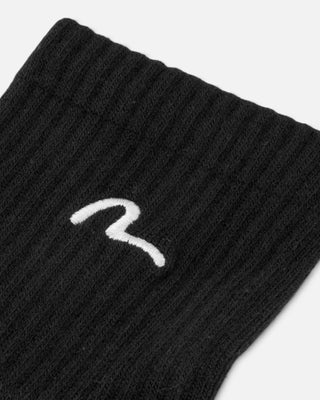 Evisu Ht Seagull Embroidery Mid. Socks Black