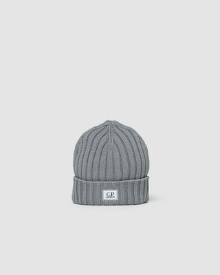 C.P Company Knit Cap In Extrafine Merino Wool Griffin Grey