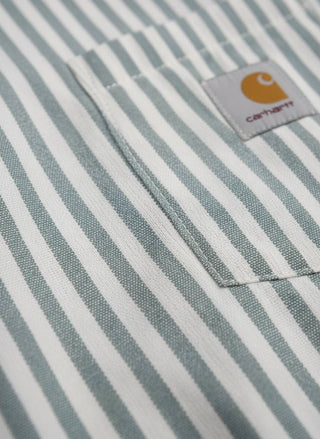 Carhartt WIP S/S Leavel Shirt Leavel Stripe Blue River