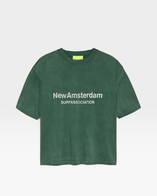 New Amsterdam Surf Association Worked Logo Tee Forest/White
