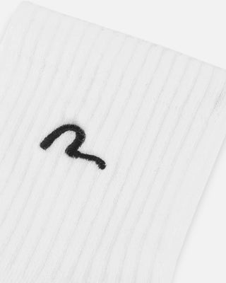 Evisu Ht Seagull Embroidery Mid. Socks White