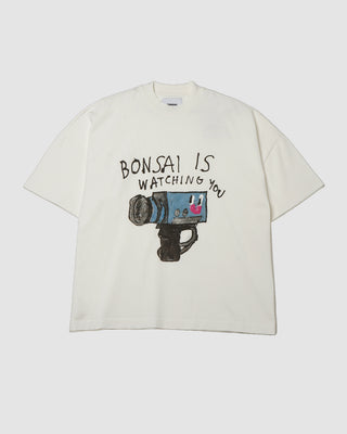 Bonsai Is Watching You Tee Printed Graphic White