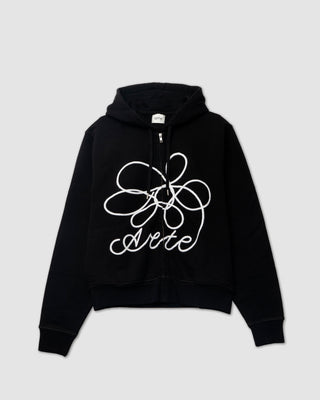 Arte Antwerp Flower Logo Zip Hoodie Black