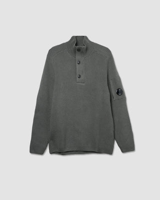 C.P Company Full Rib Half Button Sweater Gunmetal