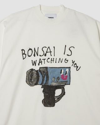 Bonsai Is Watching You Tee Printed Graphic White