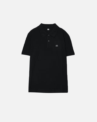 C.P. Company Stretch Piquet Short Sleeve Logo Polo Total Eclipse