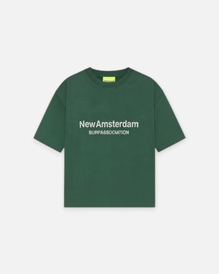 New Amsterdam Surf Association Worked Logo Tee Forest/White