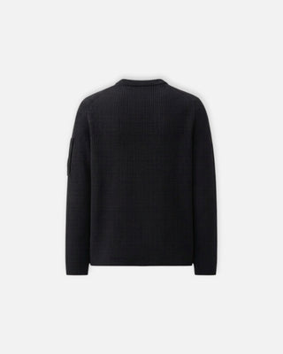 C.P. Company Full Rib Cotton Lens Crewneck Sweater Black