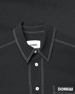 Bonsai Button Cropped Shirt Black