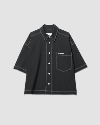 Bonsai Button Cropped Shirt Black