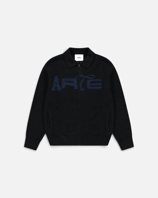 Arte Antwerp Stencil Zip Cardigan Black