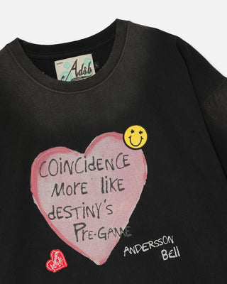 Andersson Bell Essential Unisex Spray Washed Heart Message T-Shirt Black