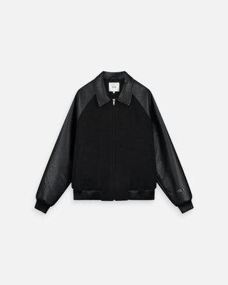 Arte Antwerp Leather Varsity Jacket Black