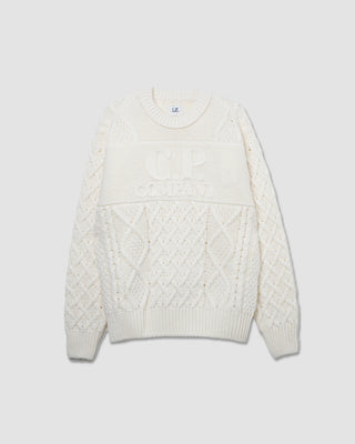 C.P Company Knitwear Crewneck Wool Soft Shwtland Gauze White