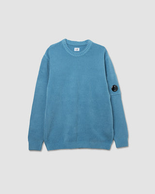 C.P Company Full Rib Crewneck Lens Sweater Aegean Blue