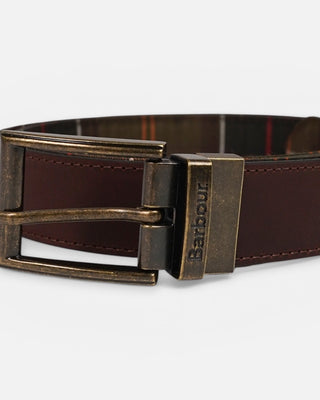 Barbour Reversible Tartan Leather Belt Brown