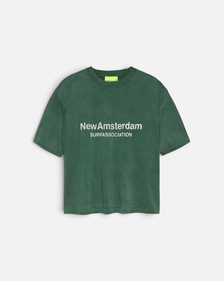 New Amsterdam Surf Association Worked Logo Tee Forest/White