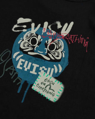 Evisu Ht Fortune Cat Ptinted Ls Tee Black