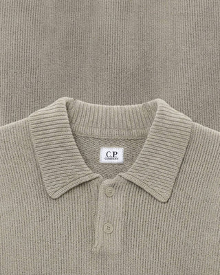 C.P. Company Chenille Cotton Polo Knitwear Flint Grey