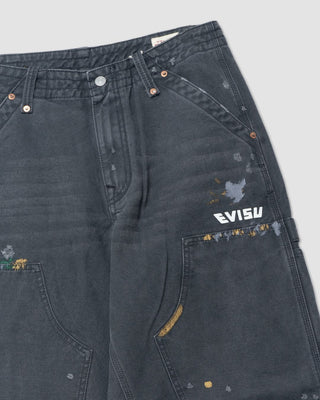 Evisu Woven Seagull Emb & Evisu Print Wash Pants Grey