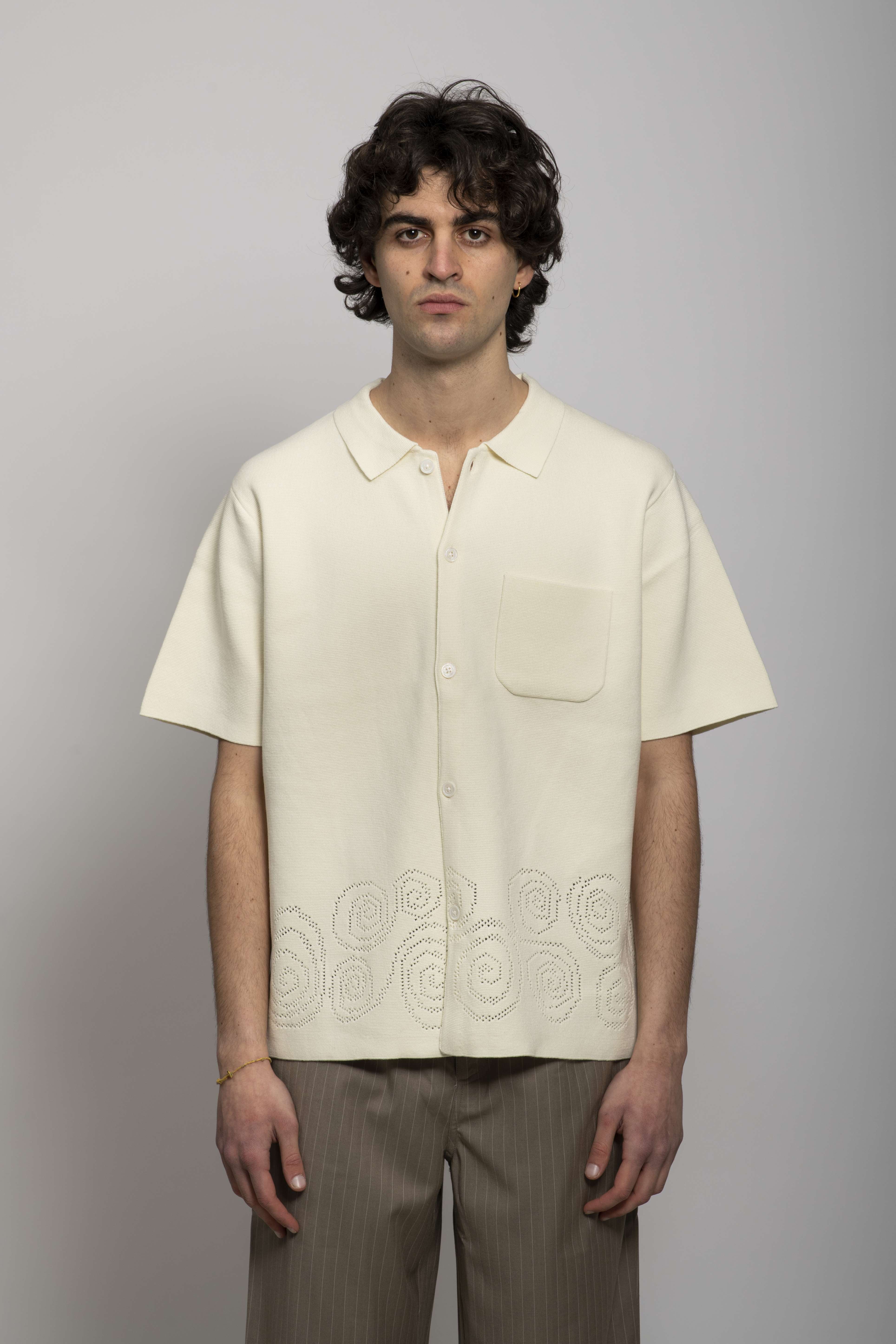 Norse Store  Shipping Worldwide - Stüssy Perforated Swirl Knit Shirt -  Natural