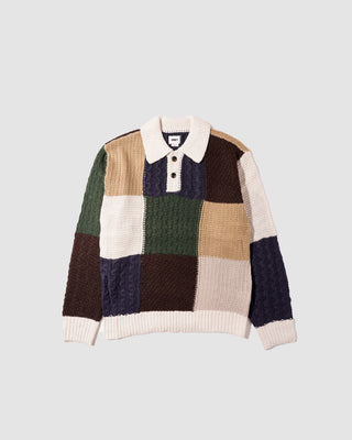 Obey Oliver Patchwork Sweater Unbleached Multi