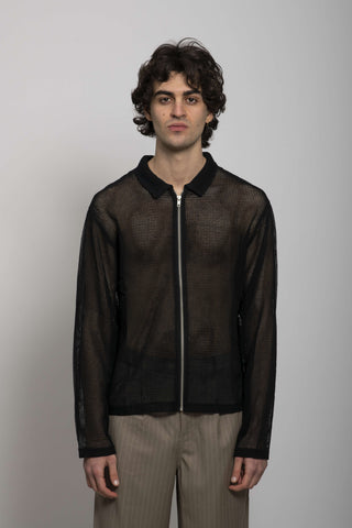 Stussy Cotton Mesh Zip Ls Shirt Black