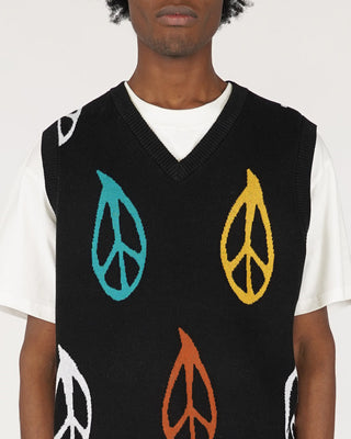 Obey Peaced Sweater Vest Black Multi - m1-3